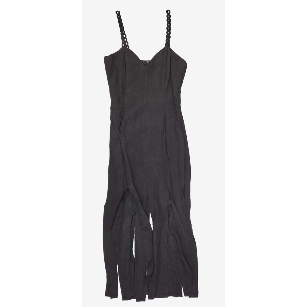 Vintage 90's Alchemy by Joo Mee Black Flowing Frayed Bottom Dress Size 5/6